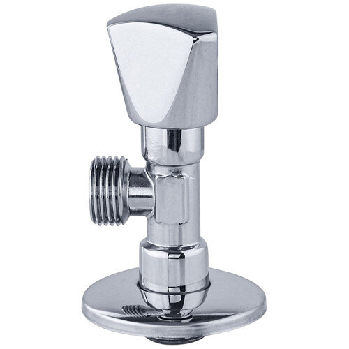 Клапан (вентиль) угловой для бытовых приборов латунный Aquasfera 1075 DN 15 PN 10 резьба - 1/2"х1/2", покрытие - хром, с отражателем, резьбовой НР-НР, маховик хромированный, 1075-01