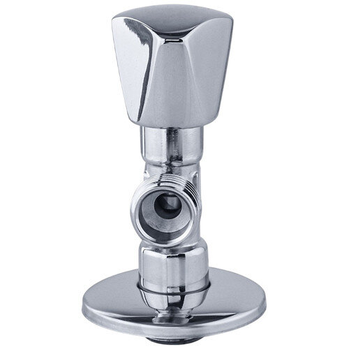 Клапан (вентиль) угловой для бытовых приборов латунный Aquasfera 1075 DN 15 PN 10 резьба - 1/2"х1/2", покрытие - хром, с отражателем, резьбовой НР-НР, маховик хромированный, 1075-01