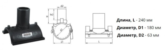 Патрубок-накладка э/с 180х63 мм SDR11 ПЭ100 электросварной
