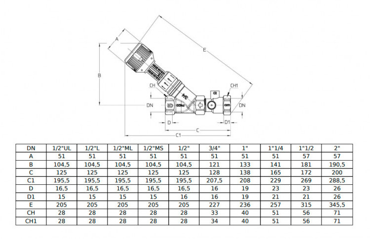Клапан Cim 736 3/4" Ру 20 балансировочный Cimberio 3