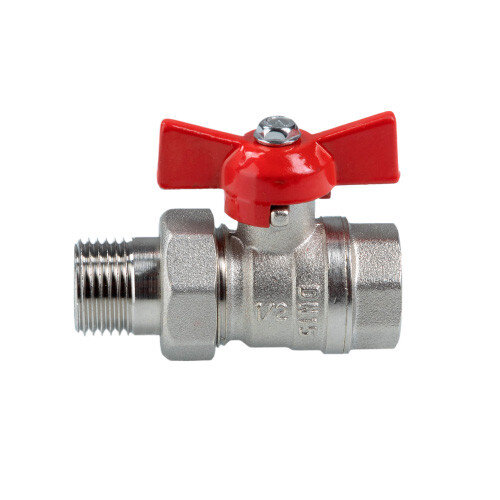 Шаровой кран VALTEC СТАНДАРТ 1/2" Ду15 Ру40 никелированный c полусгоном VT.127.N.04