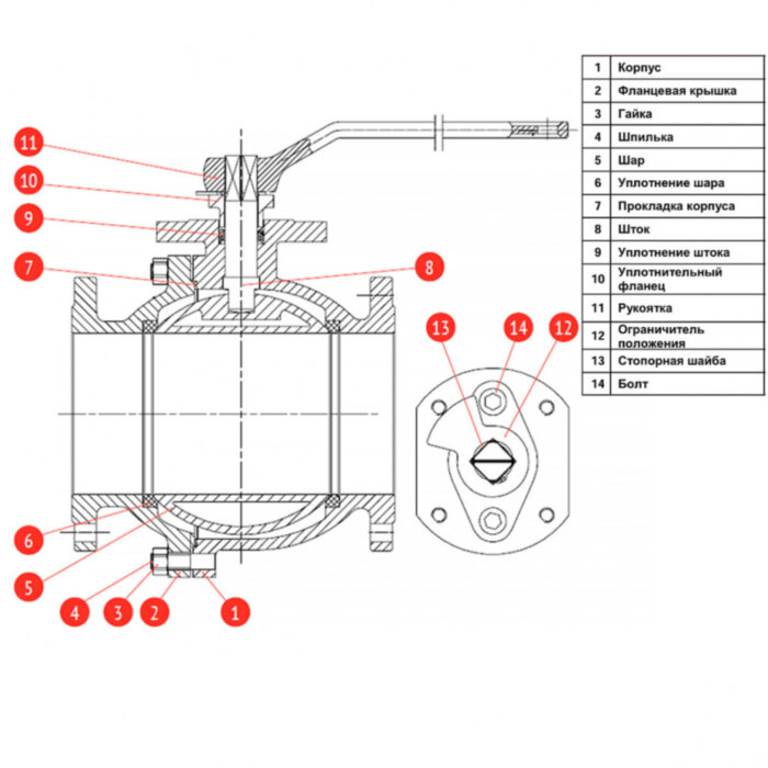 Кран шаровой чугунный РАШВОРК 707 Ду125 Ру16 фланцевый полнопроходный