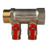 Коллектор распределительный STOUT SMB 6200 2 отвода ВР-НР 1"х1/2" DN 25 PN 10 с шаровыми кранами красная рукоятка 2