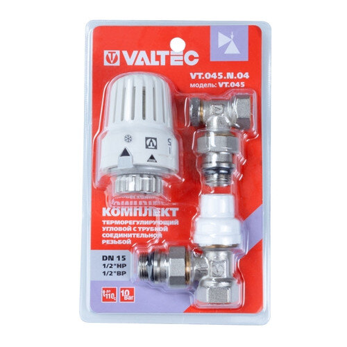 Комплект терморегулирующего оборудования Valtec VT.045 1/2" DN 15 PN 10 для радиатора угловой