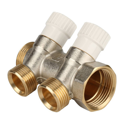 Коллектор распределительный STOUT SMB 6851 2 отвода ВР-НР 1"х3/4" DN 25 PN 10 с запорными клапанами 1