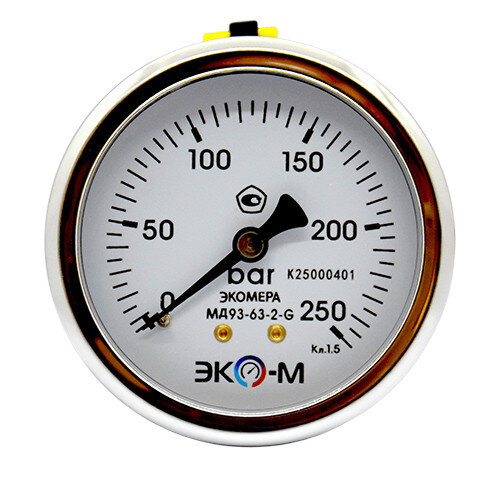 Манометр (вакуумметр) ЭКОМЕРА МД93 Ду 63 мм Ру 0-250 бар виброустойчивый гидрозаполненный