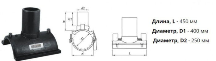 Патрубок-накладка э/с 400х250 мм SDR11 ПЭ100 электросварной
