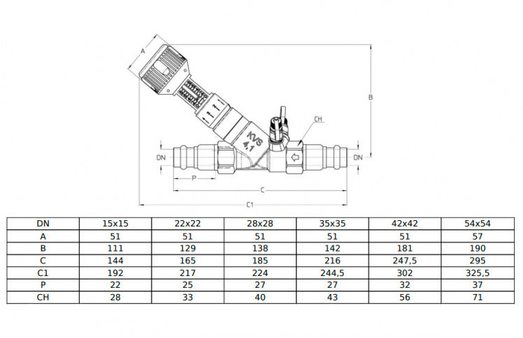 Клапан Cim 747OTPRF Ду 22 Ру 25 балансировочный Cimberio 3