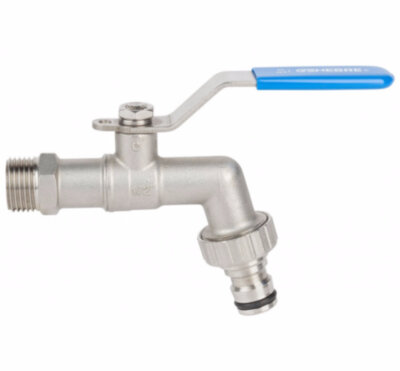 Кран шаровой нержавеющий для шланга GENEBRE 3063 04 Ду15 Ру16 резьбовой ВР/насадка на шланг