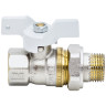 Кран шаровой латунный Aquasfera Standard 1107 DN 15 PN 40 резьба - 1/2'', покрытие - никель, неполнопроходной резьбовой ВР-НР с американкой, ручка-бабочка белая 1107-01 2
