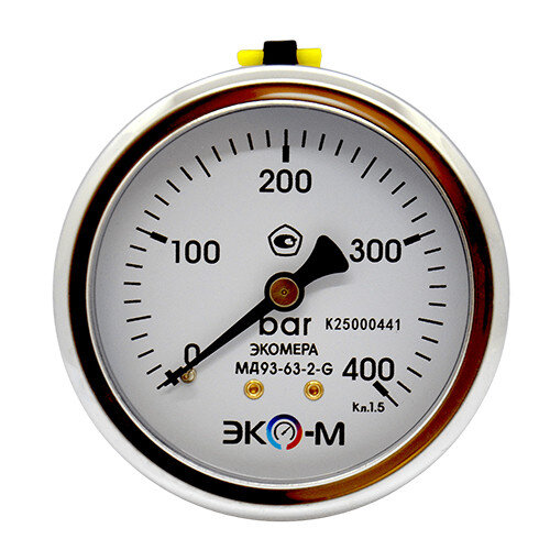 Манометр (вакуумметр) ЭКОМЕРА МД93 Ду 63 мм Ру 0-400 бар виброустойчивый гидрозаполненный