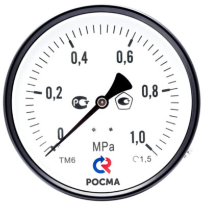 Манометр РОСМА ТМ-610ТЭ.00 (0...0,4 МПа) Дкорп=150мм кл. 1,5 G1/2" общетехнический эксцентрический УТ-00049831