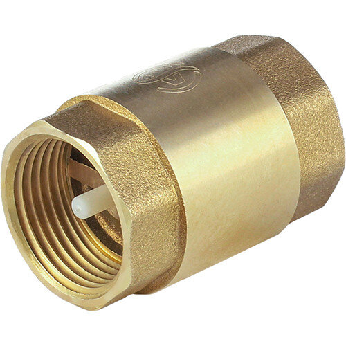 Клапан обратный латунный Aquasfera 3001 DN 15 PN 16 резьба - 1/2'', пружинный с пластиковым штоком, резьбовой ВР-ВР, 3001-01