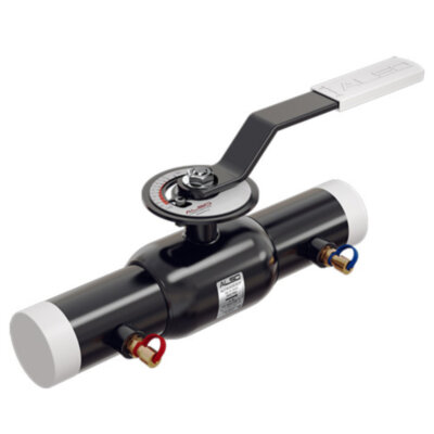 Кран шаровой ALSO КШ.П.BV.М.100.25-01 Ду 100 Ру 25 запорно-регулирующий под приварку с ниппелями для подключения измерительного оборудования