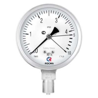 Манометр РОСМА ТМ-621Р.00 Пх2,5 (0...2,5 MПa) Дкорп=150мм кл. 1,0 G1/2" коррозионностойкий виброустойчивый радиальный УТ-00051728