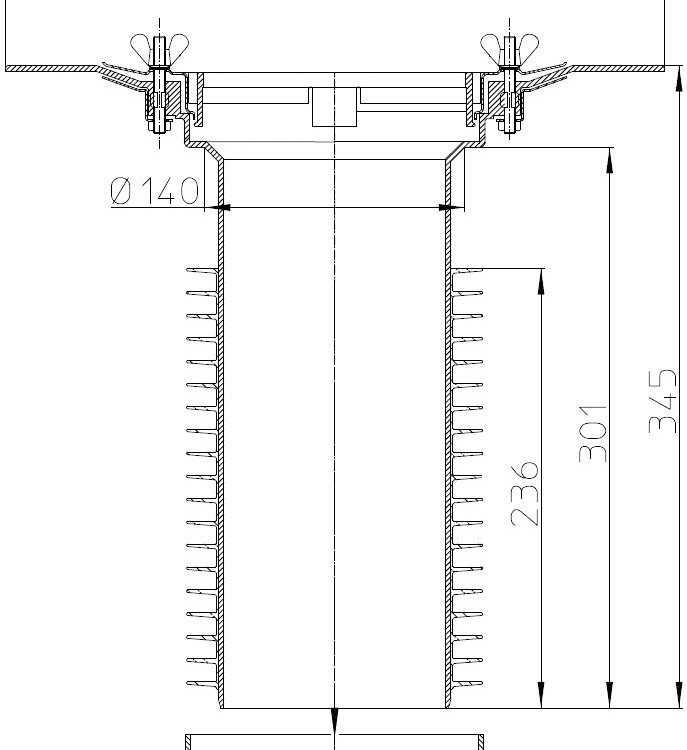 Корпус кровельной воронки HL69/5-K DN160 вертикальный выпуск 2