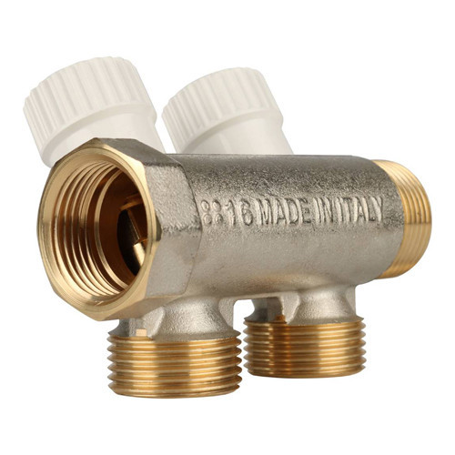 Коллектор распределительный STOUT SMB 6851 2 отвода ВР-НР 3/4" DN 20 PN 10 с запорными клапанами 3