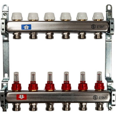 Коллектор STOUT с расходомерами 6 выходов