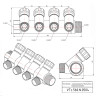 Коллектор распределительный VALTEC VTc.560.N.0504 4 отвода ВР-НР 3/4"x1/2" DN 20 PN 10 с регулирующими клапанами 5