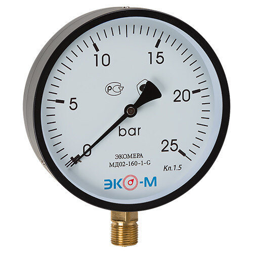 Манометр ЭКОМЕРА МД02 Ду 160 мм Ру 0-25 бар 1/2'' общетехнический