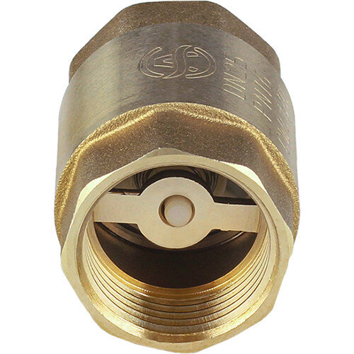 Клапан обратный латунный Aquasfera 3001 DN 20 PN 16 резьба - 3/4'', пружинный с пластиковым штоком, резьбовой ВР-ВР, 3001-02
