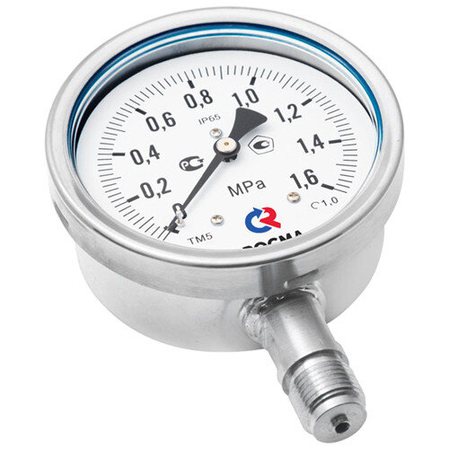 Мановакуумметр РОСМА ТМВ-521Р.00 (-0,1...0,06 МПа) Дкорп=100мм кл. 1,0 G1/2" коррозионностойкий виброустойчивый радиальный 00000000404