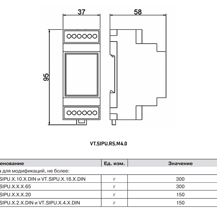 Счётчик импульсов VALTEC VT.SIPU.RS.M4.0 RS-485 4 канала проводной 4