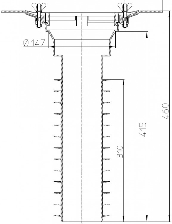 Корпус кровельной воронки HL69/2-K DN125 вертикальный выпуск 2