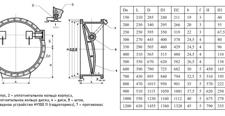 Клапан обратный с противовесом DN 250 PN 16 фланцевый 2