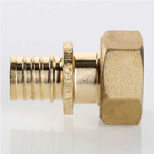 Переходник VALTEC VTm.422.BG ВР 1/2" DN 16x15 PN 16 с накидной гайкой латунный универсальный
