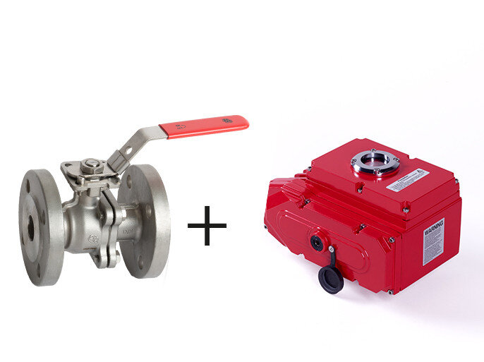 Кран шаровой нержавеющий РАШВОРК 7528 Ду40 Ру40 с электроприводом РАШВОРК 900-220В фланцевый полнопроходный