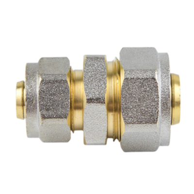 Муфта соединительная переходная латунная Aquasfera 7004 DN 16х20 PN 16, покрытие - никель, компрессионный, 7004-01