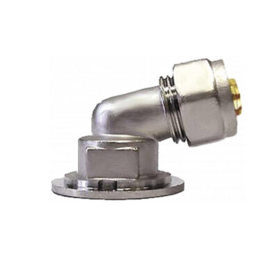 Угольник латунный Aquasfera 7009 DN 15x16 PN 16 резьба - 1/2'', покрытие - никель, 105 °, с креплением, резьбовой ВР/компрессионный, 7009-01