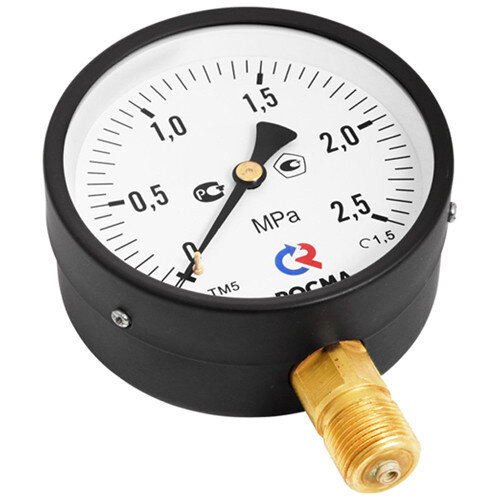 Мановакуумметр РОСМА ТМВ-510Р.00 (-0,1...0,5 МПа) Дкорп=100мм кл. 1,5 G1/2" общетехнический радиальный 00000007307