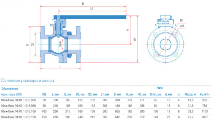 Кран шаровой металл по металлу Маршал 10нж45нж ЛФ.01.1 DN 100 PN 16 полнопроходной фланцевый