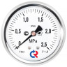 Манометр РОСМА ТМ-220Т.00 (0...0,1 МПа) Дкорп=50мм кл. 2,5 G1/4" виброустойчивый (готовый к гидрозаполнению) осевой УТ-00043410 1