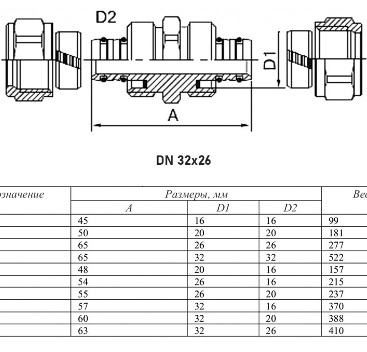 Переходник VALTEC VTm.303 DN 32x26 PN 10 латунный никелированный 2