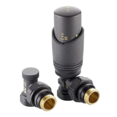 Комплект терморегулирующего оборудования Valtec VT.045 1/2" DN 15 PN 10 для радиатора угловой, серый