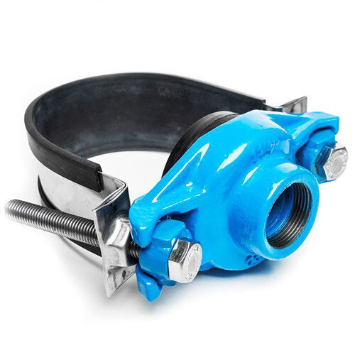 Хомут седловой резьбовой UR-CAST UR-6062 3/4" х 216-246 мм PN 16 чугунный