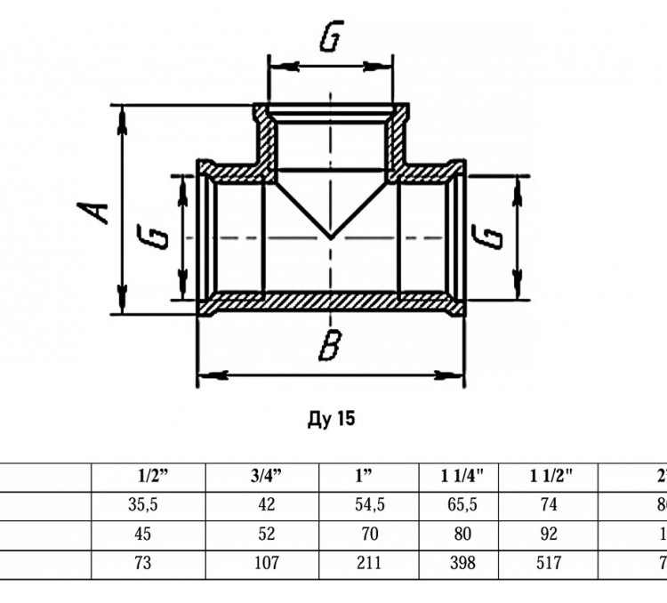 Тройник VALFEX VF.130 ВР 1/2"x1/2"x1/2" Ду 15 Ру 40 латунный 2