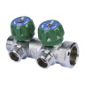 Коллектор распределительный STOUT SMB 6849 2 отвода ВР-НР 3/4"х1/2" DN 20 PN 16 с регулирующими клапанами плоское уплотнение 1