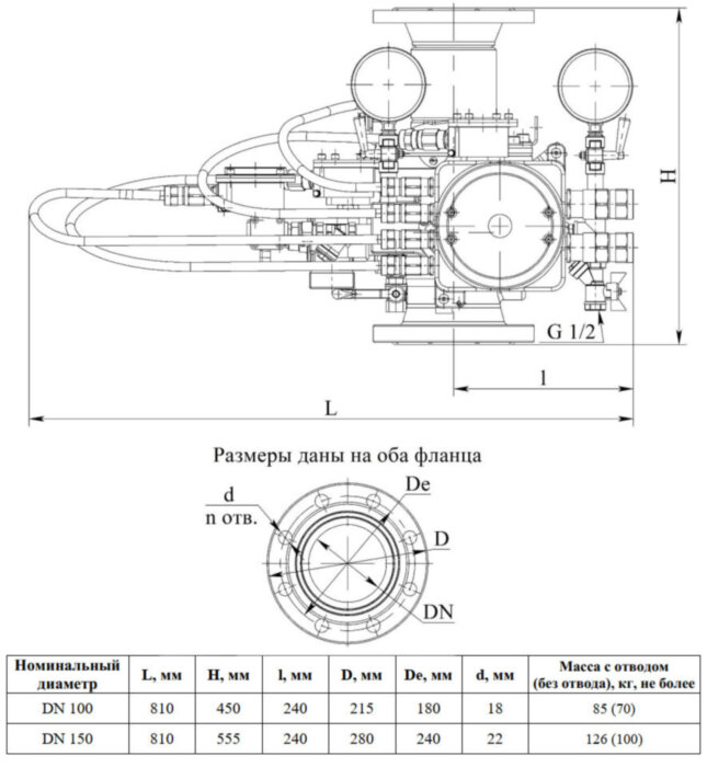 Узел управления УУ-Д150/1,6(Р,Э24,Г0,07)-ВФ.У3.1 с комбинированным приводом взрывозащищенный (базовый вариант)