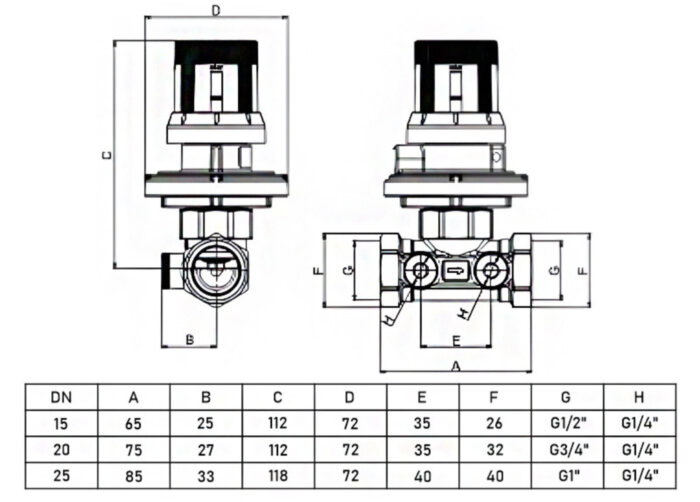 Автоматический регулятор перепада давления Valtec VT.041.G 1/2" DN 15 PN 25, 50-300 мбар