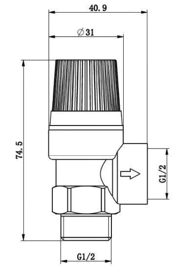 Клапан предохранительный латунный VALFEX VF.496.N.012.60 Ду 15 Ру 10