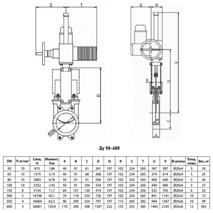 Задвижка шиберная СМО A-012-01-AUMA-E Ду 150 Ру 10 с электроприводом AUMA SA 380В одностронняя чугунная межфланцевая