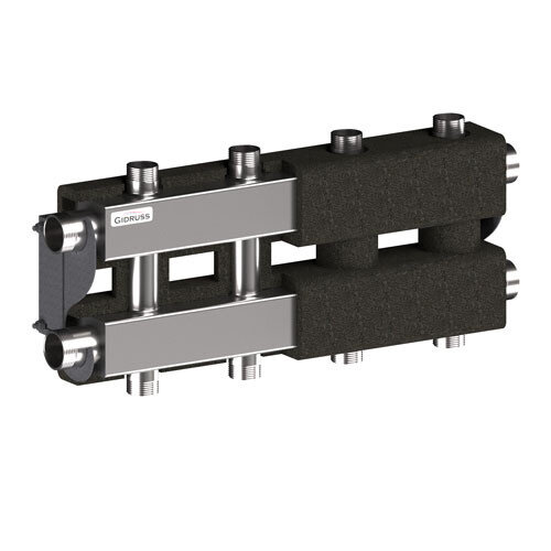 Коллектор распределительный GIDRUSS MKSS-100-4DU.EPP 5-ти контурный НР 1 1/4"x1" Ду 32 Ру 6 модульный в термоизоляции