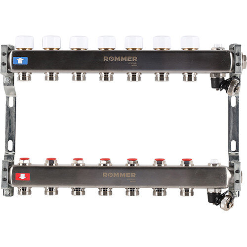 Коллектор ROMMER без расходомеров с клапаном вып. воздуха и сливом 7 выходов