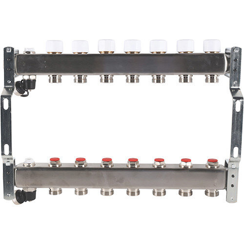 Коллектор ROMMER без расходомеров с клапаном вып. воздуха и сливом 7 выходов