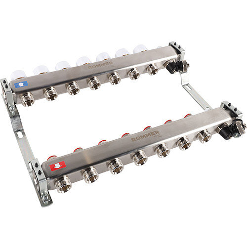 Коллектор ROMMER без расходомеров с клапаном вып. воздуха и сливом 7 выходов