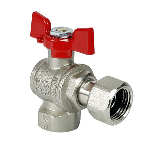 Кран шаровый VALFEX PREMIUM VF.266 ВР 1/2" Ду 15 Ру 50 угловой с накидной гайкой никелированный латунный 1